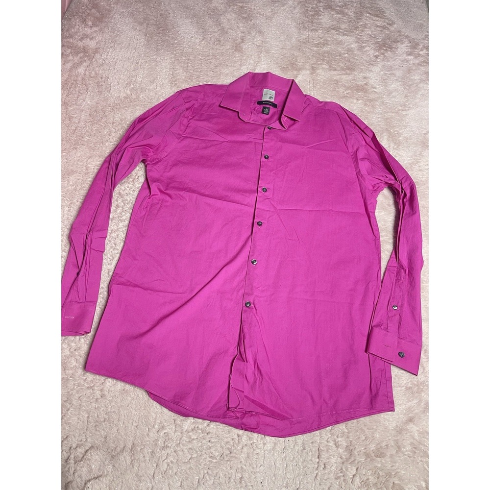 J Ferrar Shirt Men Large‎ Pink Longsleeve Button Up Cotton Blend Casual Bin12